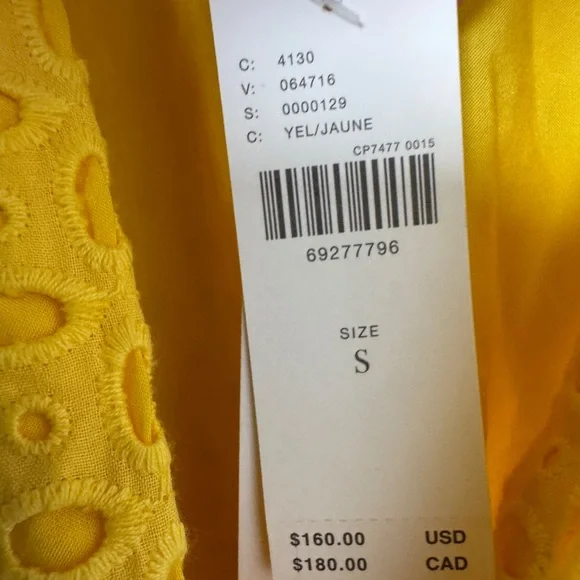 By Anthropologie‎ Somerset Mini Dress Eyelet Edition Yellow Size Small New - Picture 12 of 12